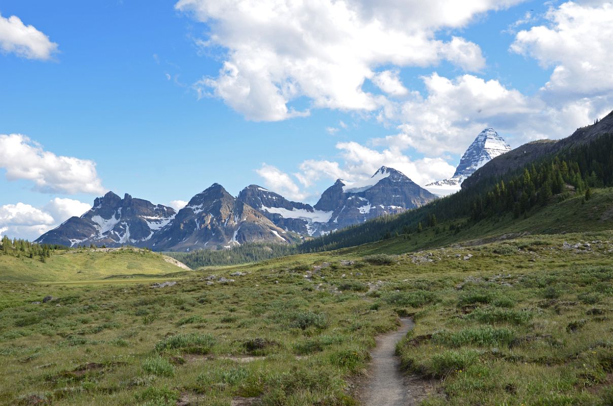 05 Trail Looking Ahead To Mount Assiniboine, The Towers, Naiset Point, Terrapin Mountain, Mount Magog From Just After Og Lake On Hike To Mount Assiniboine